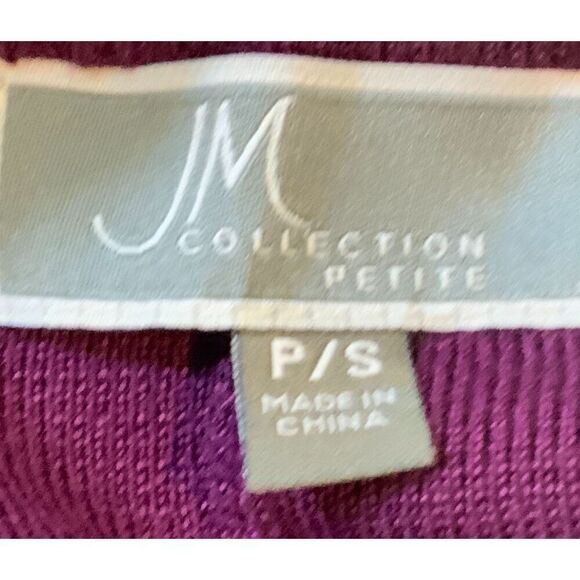 JM Collection Purple Embellished 3/4 Sleeve Cardigan Sz Petite Sm Classy Glam - Picture 11 of 12